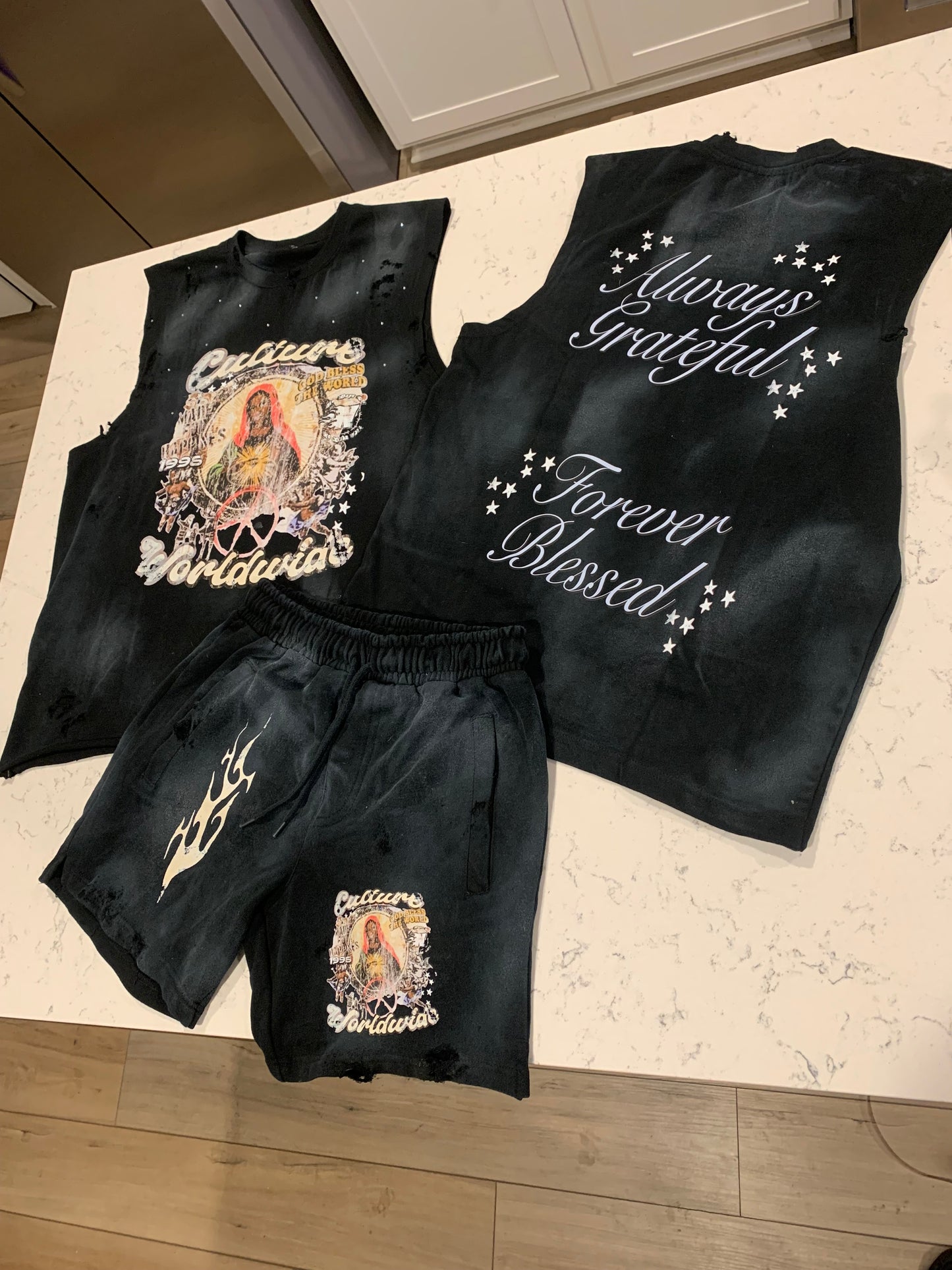 “AGFB” Sleeveless Short Set