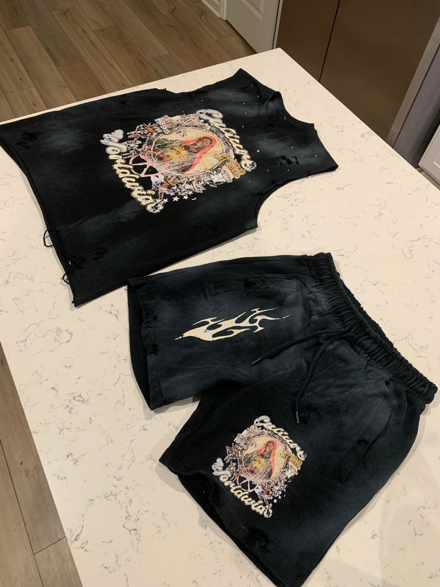 “AGFB” Sleeveless Short Set