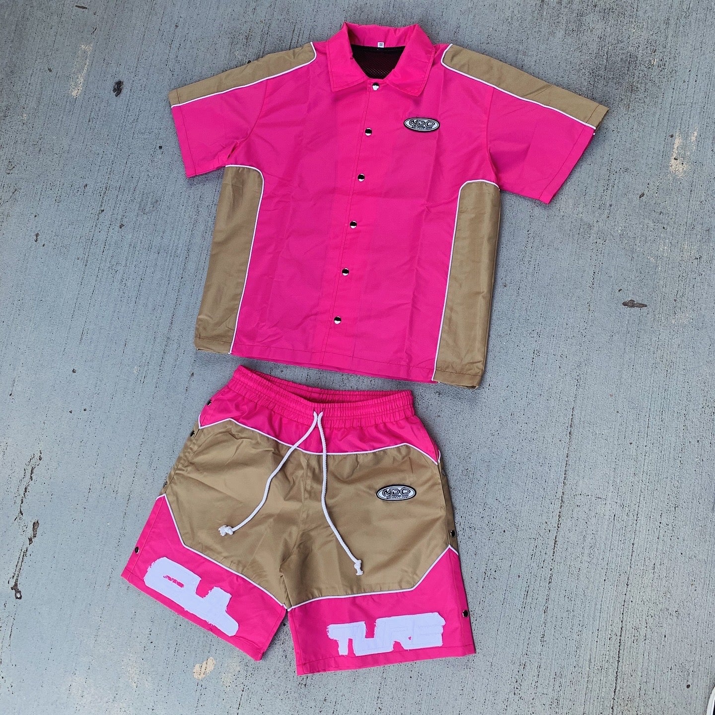 Snap Panel Short Set Pink