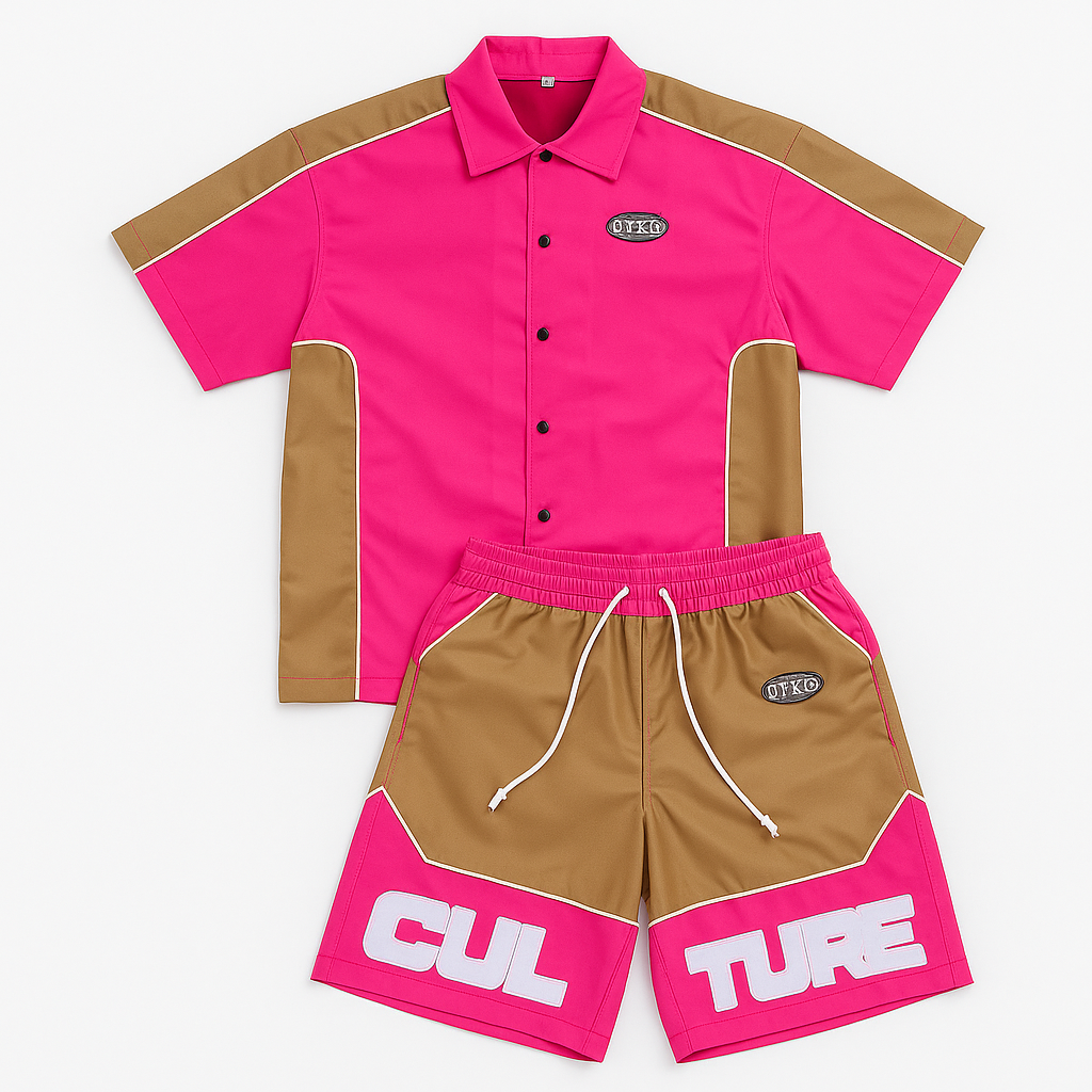 Snap Panel Short Set Pink