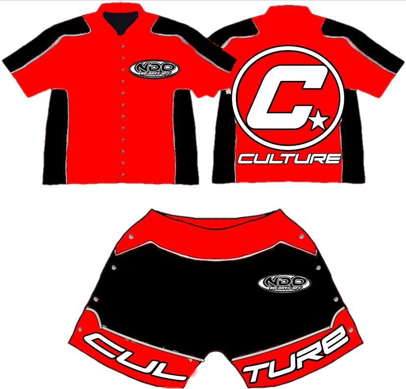 Snap Panel Short Set Red